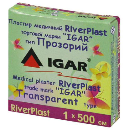 Фото Пластырь медицинский Риверпласт Riverplast IGAR (Игар)1 см х 500 см прозрачный на п/э основе